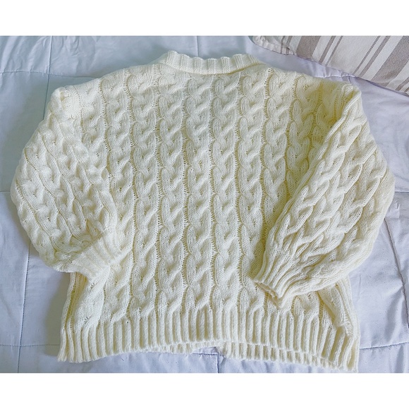 DAZY Cable Knit Drop Shoulder Cardigan, Shein Cream Oversized Sweater NWOT - Picture 5 of 6